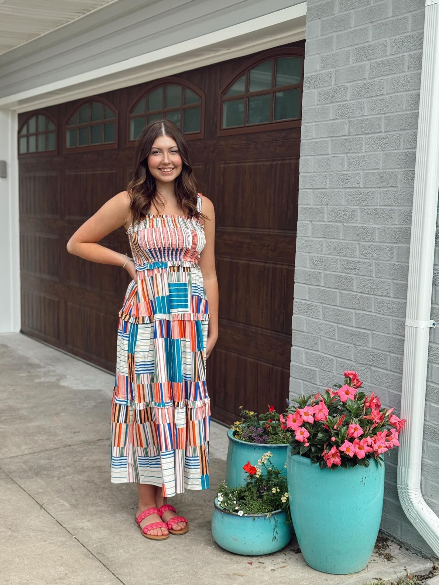 Patchwork Smocked Dress