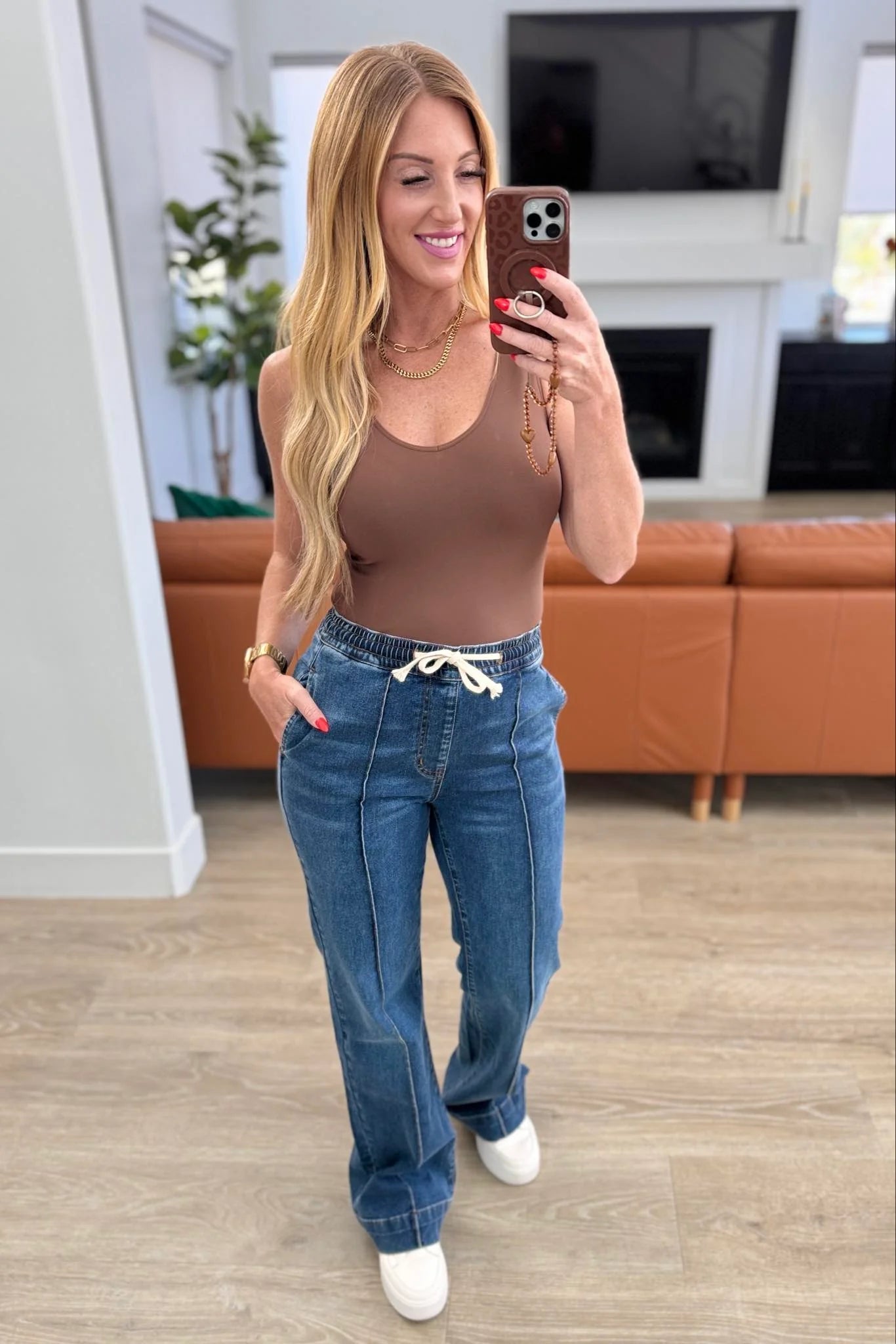 Hi-Rise Non-Distressed Denim Joggers