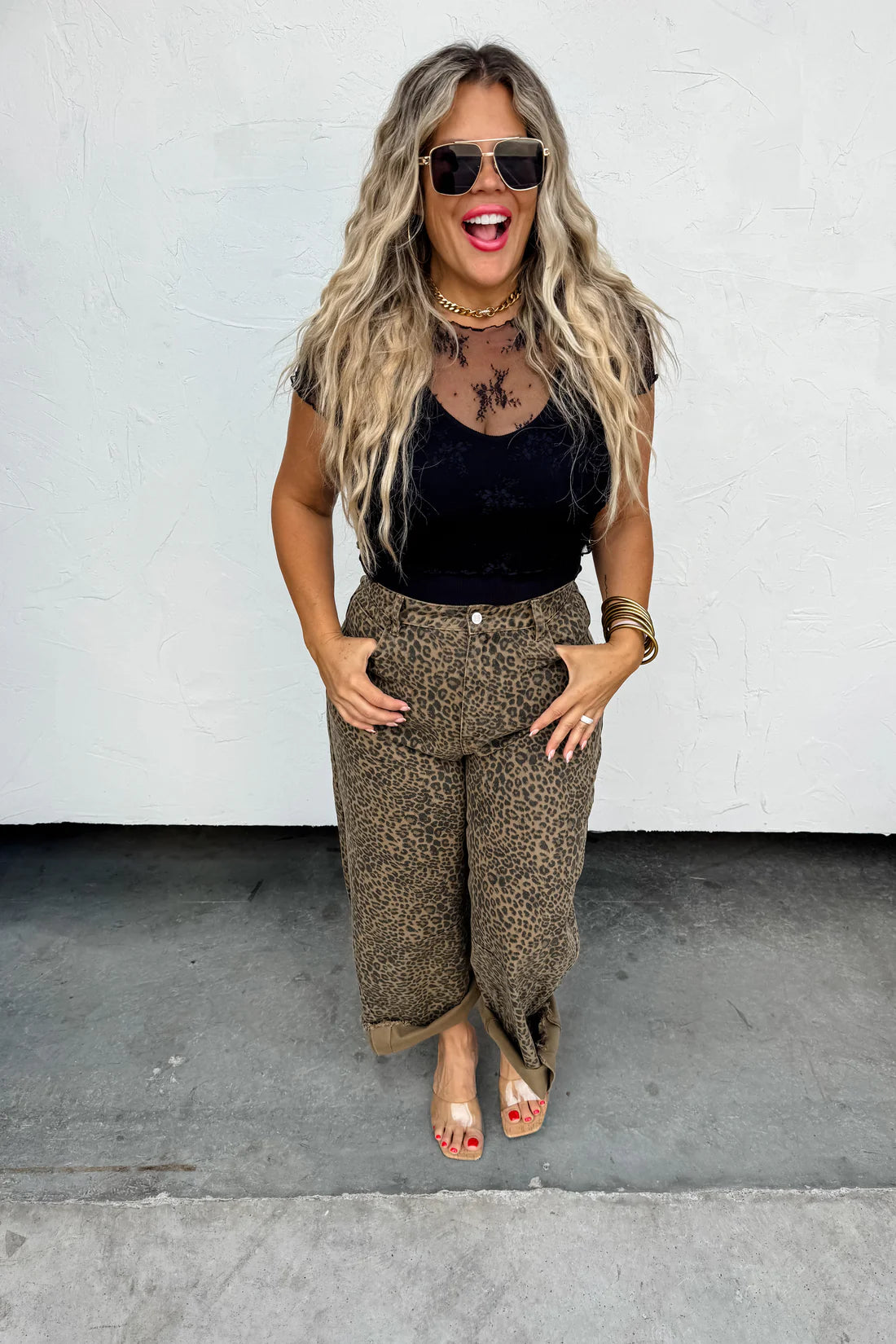 CHEETAH BARREL JEANS
