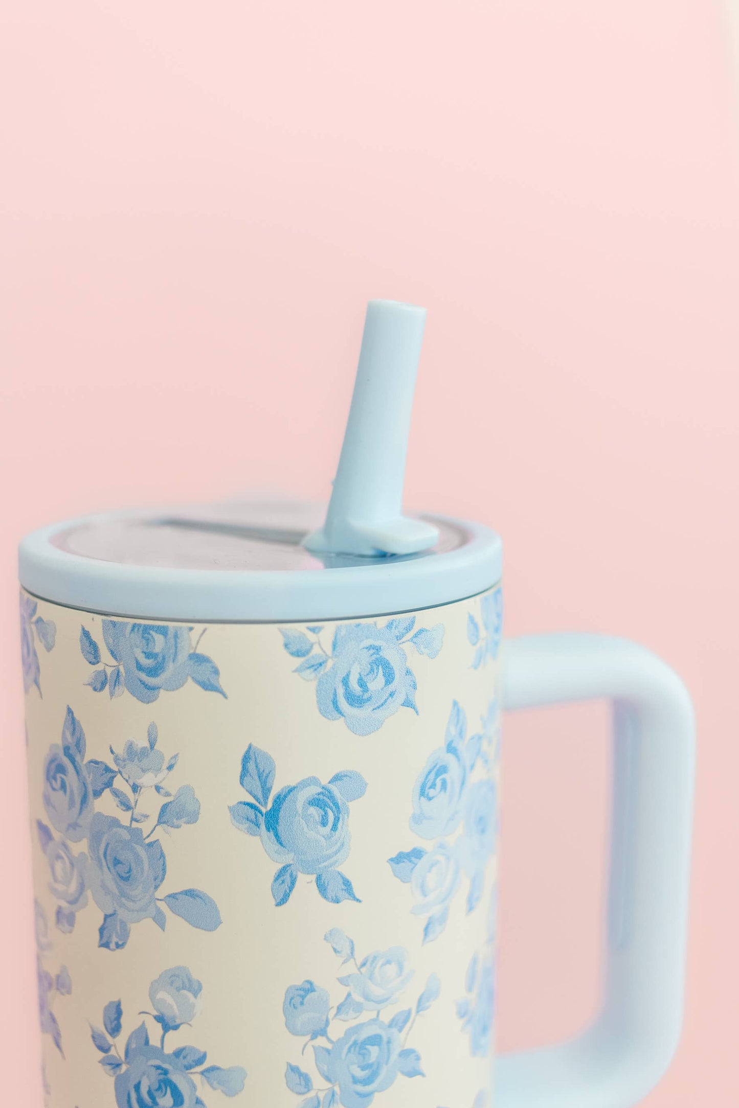 Blue Floral 40oz Tumbler with Spill Proof Lid and Flip Straw
