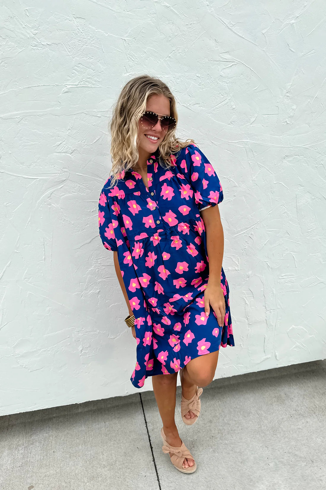 BLUE SUMMER BLOOMS FLORAL DRESS
