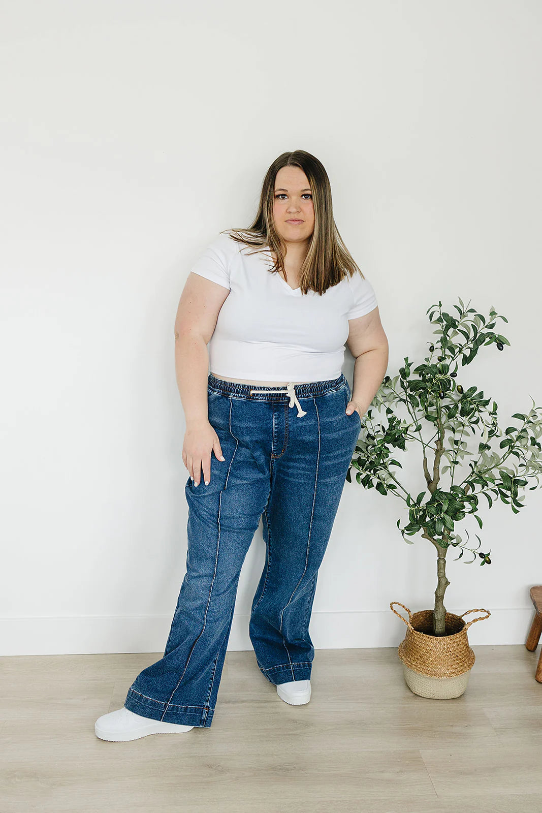 Hi-Rise Non-Distressed Denim Joggers