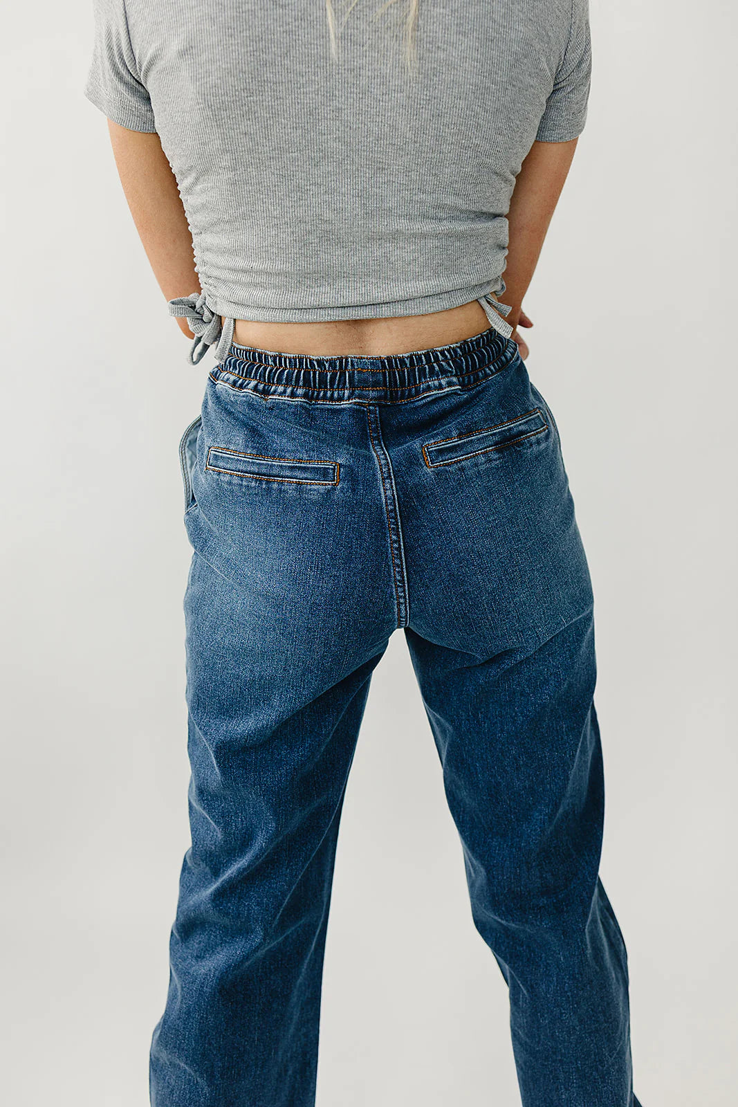 Hi-Rise Non-Distressed Denim Joggers