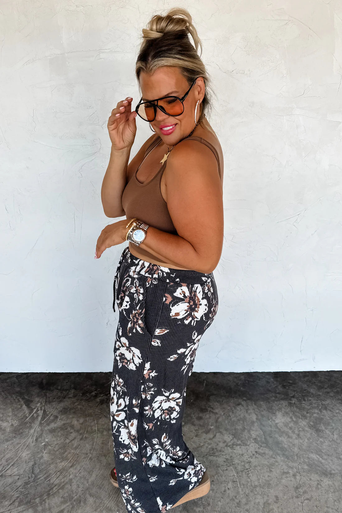 HADDIE FLORAL WIDE LEG PANTS