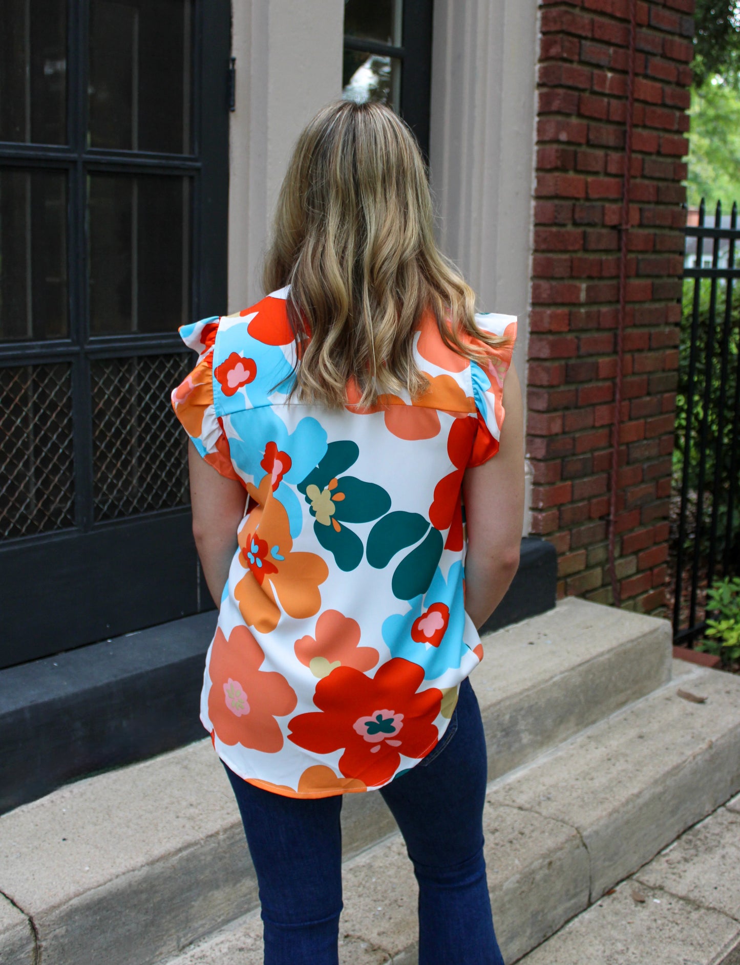 Orange Ruffle Blouse