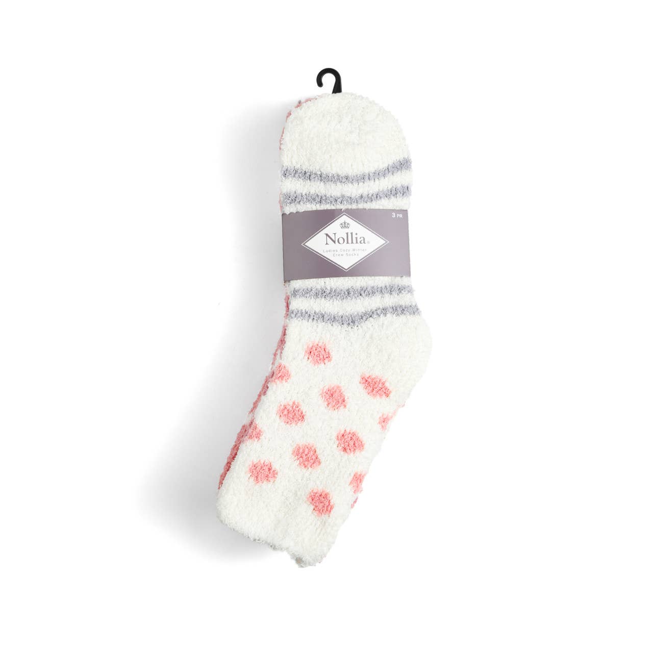 Ladies Fuzzy Socks - 3 pair Set - Pink