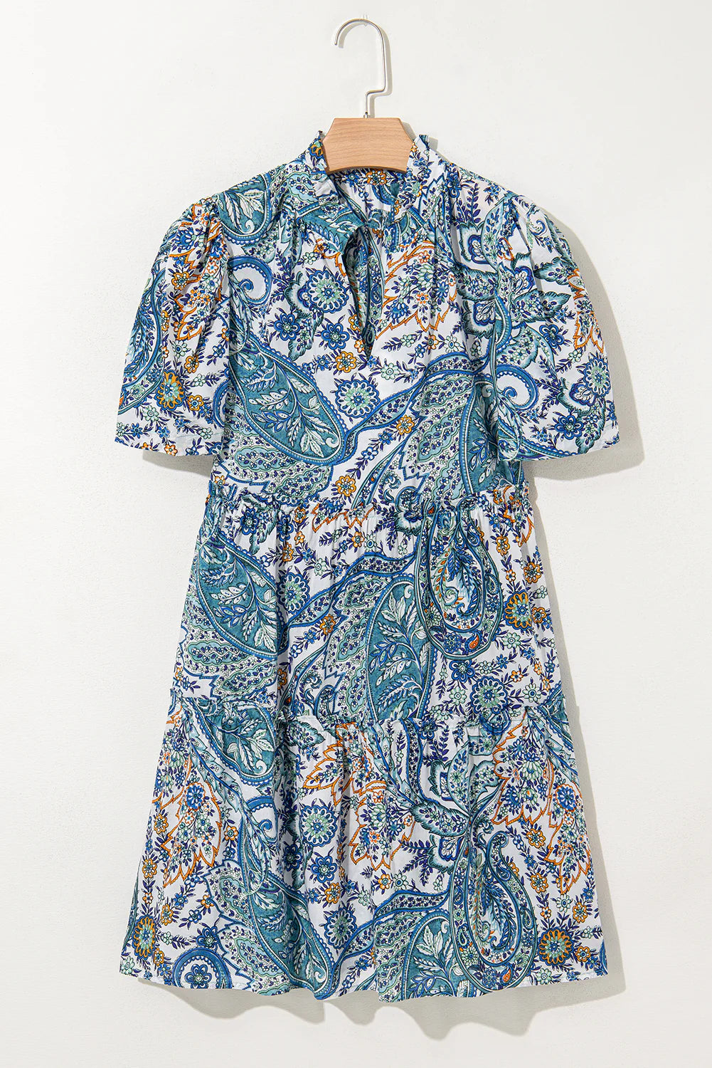 PRE-ORDER Blue Boho Paisley Dress