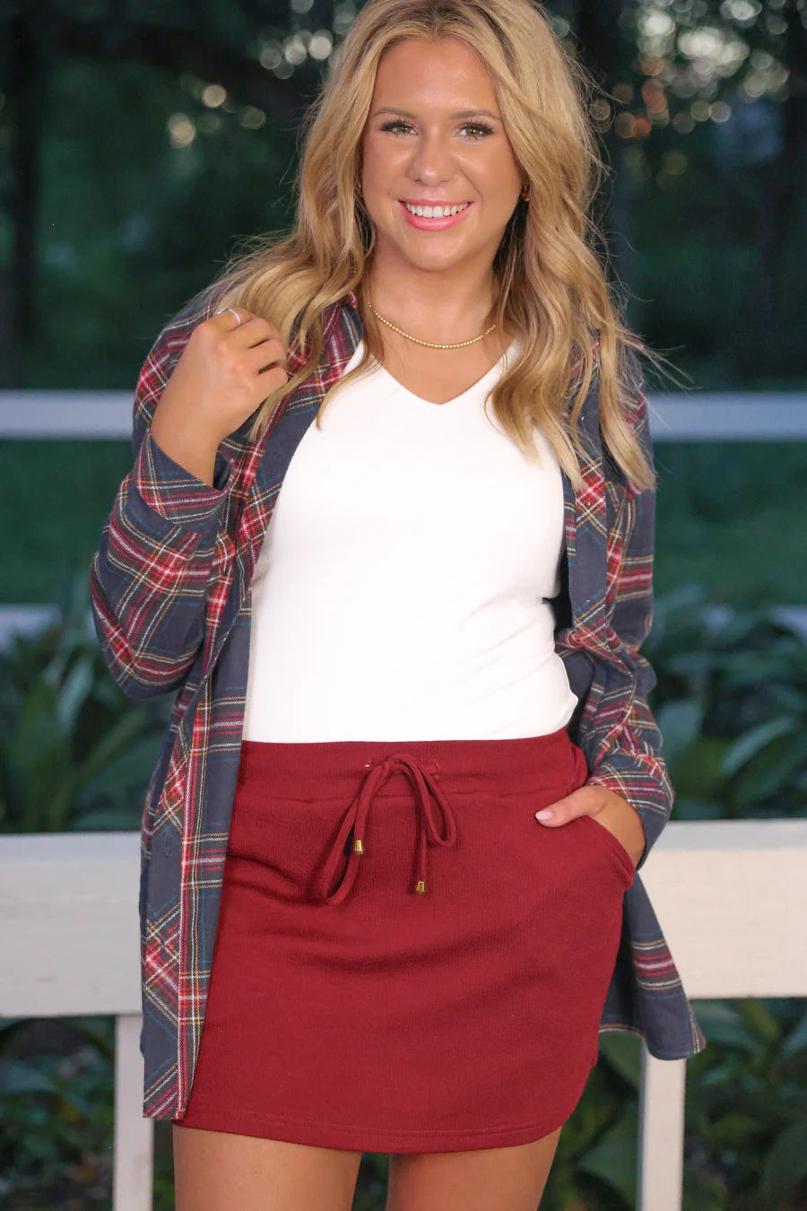 PRE-ORDER PREORDER Well Loved Ribbed Skort, Burgundy