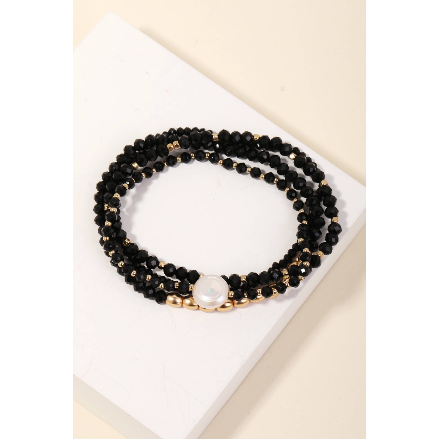 Pearl Charm Mixed Beaded Bracelet Set