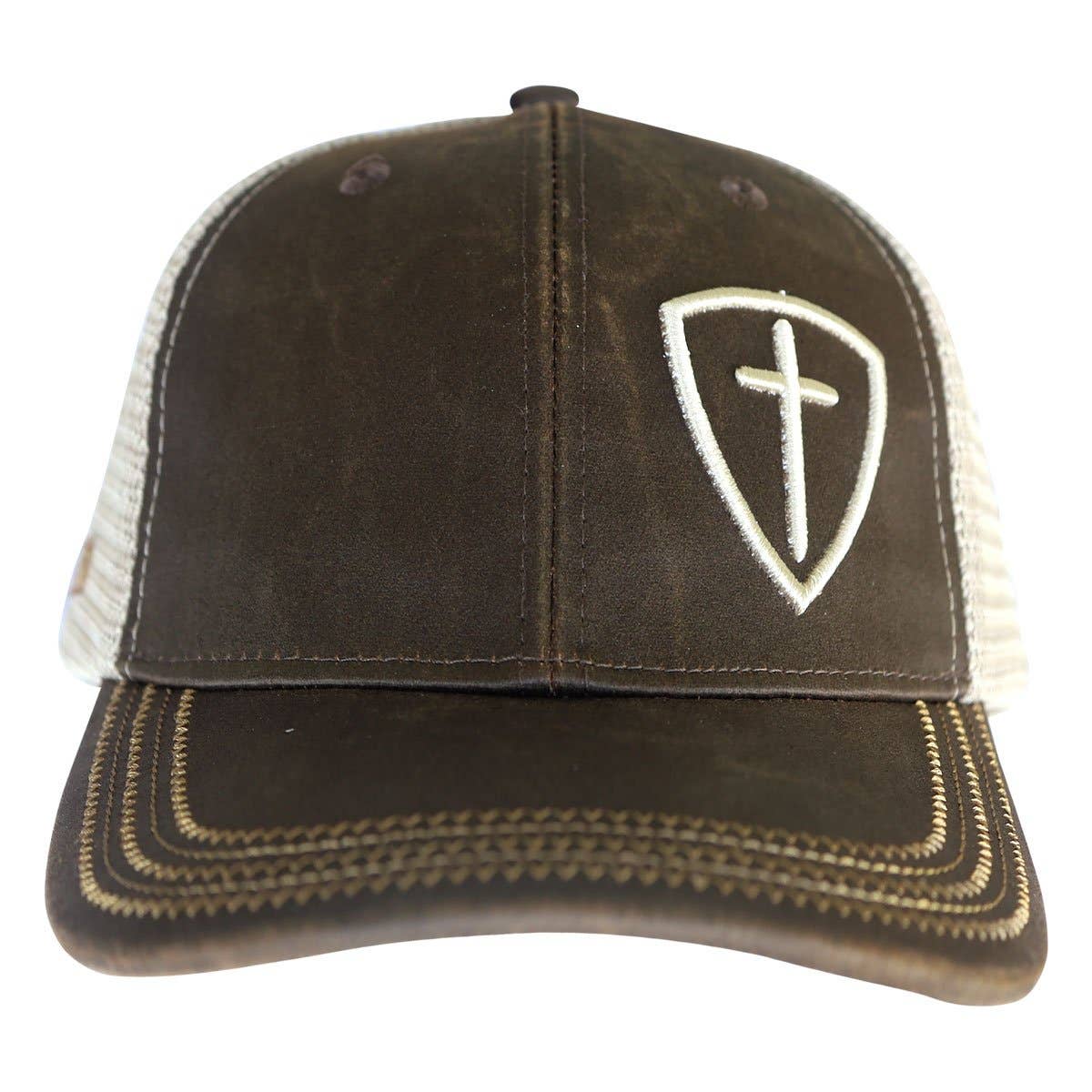 Kerusso Mens Cap Cross Shield: One Size Fits Most / Brown/Cream
