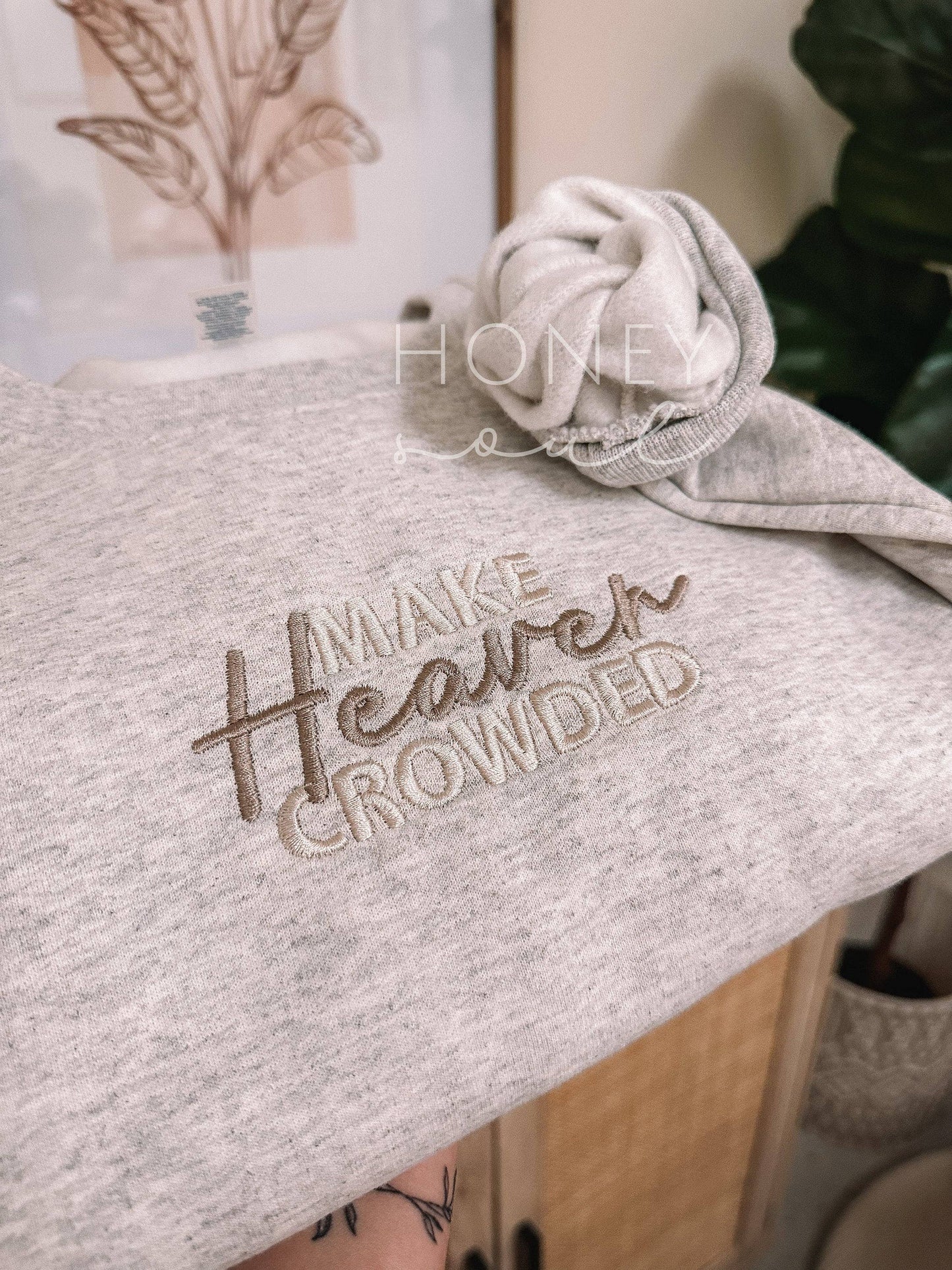 Make Heaven Crowded Embroidered Sweatshirt: Oatmeal Heather