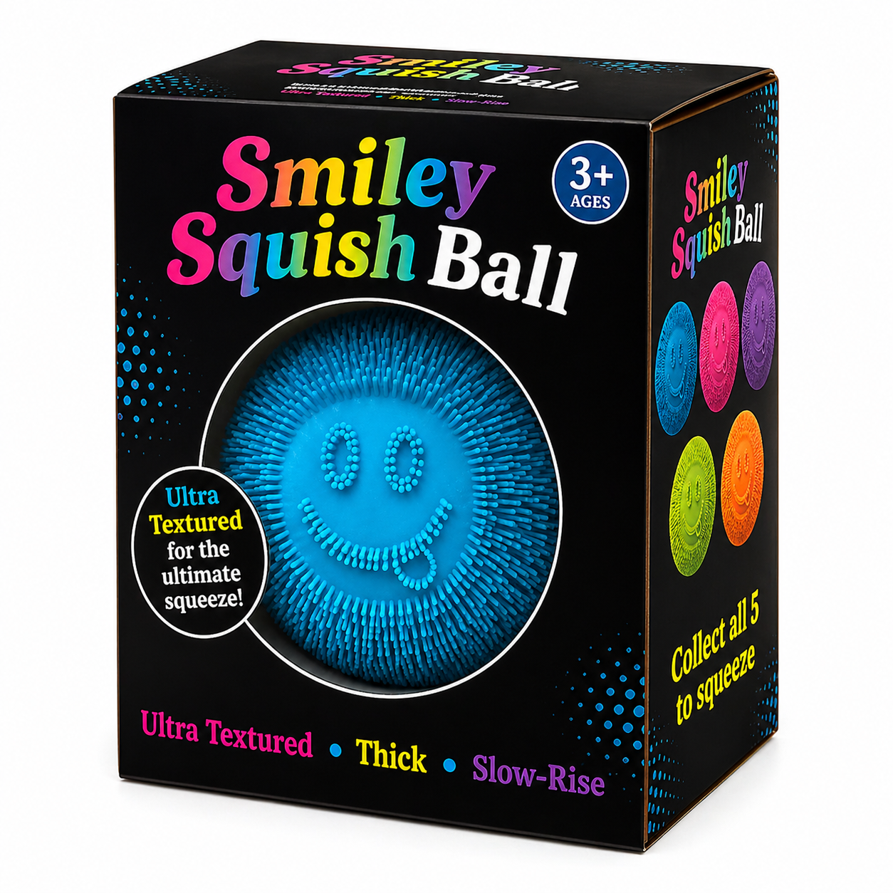 Smiley Squish Ball – Ocean Blue | Textured Slow Rise