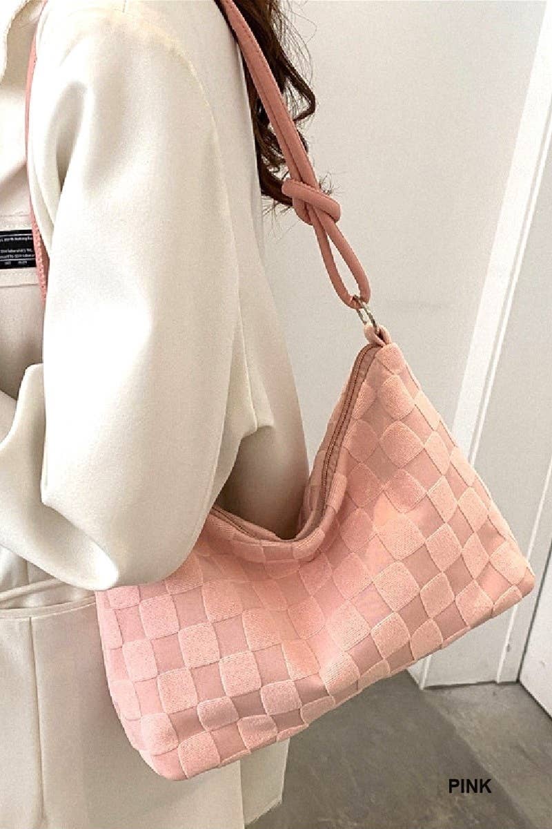 Pink Checkered Monogram Shoulder Bag