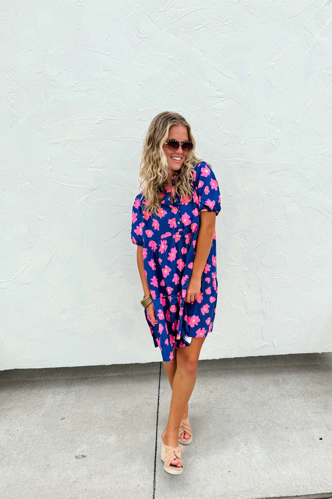 BLUE SUMMER BLOOMS FLORAL DRESS