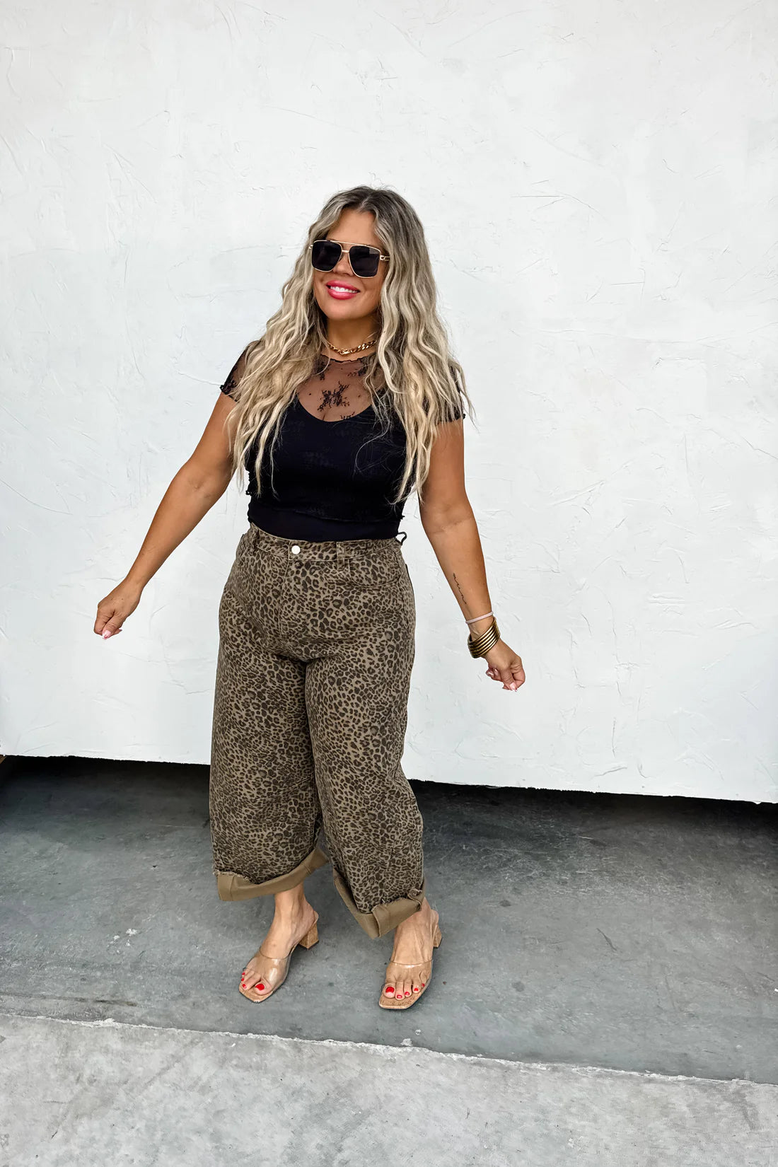 CHEETAH BARREL JEANS