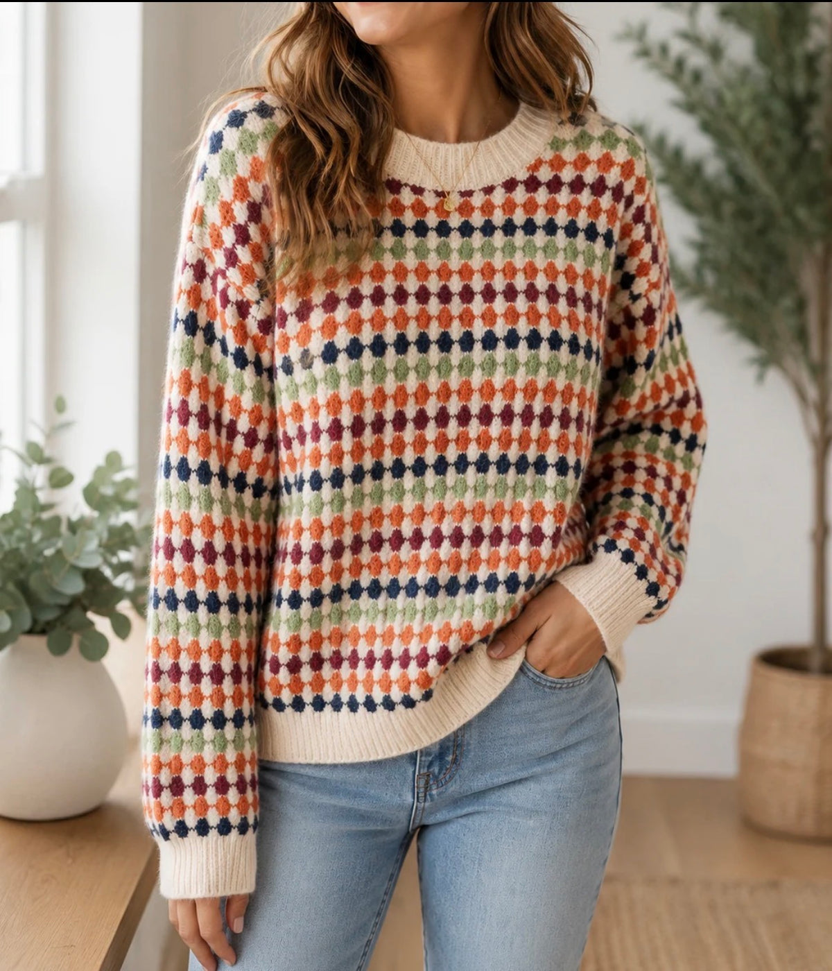 Dotty Striped Knit Sweater