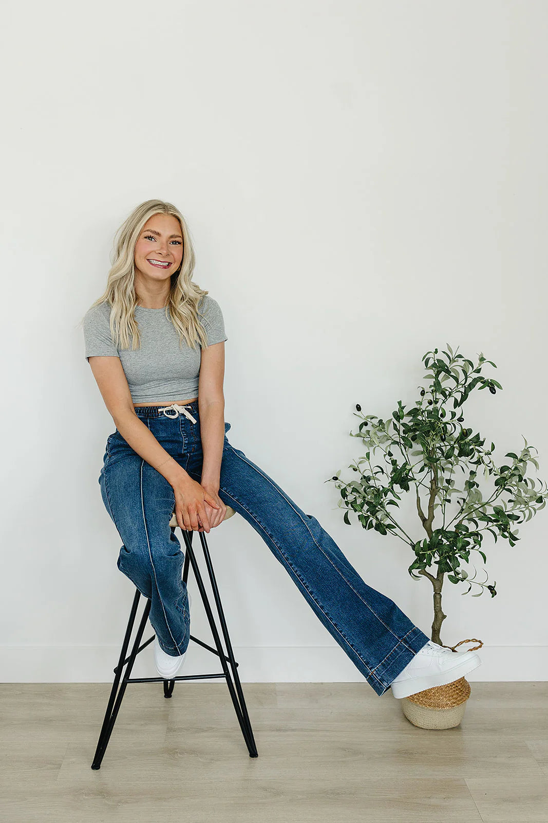 Hi-Rise Non-Distressed Denim Joggers