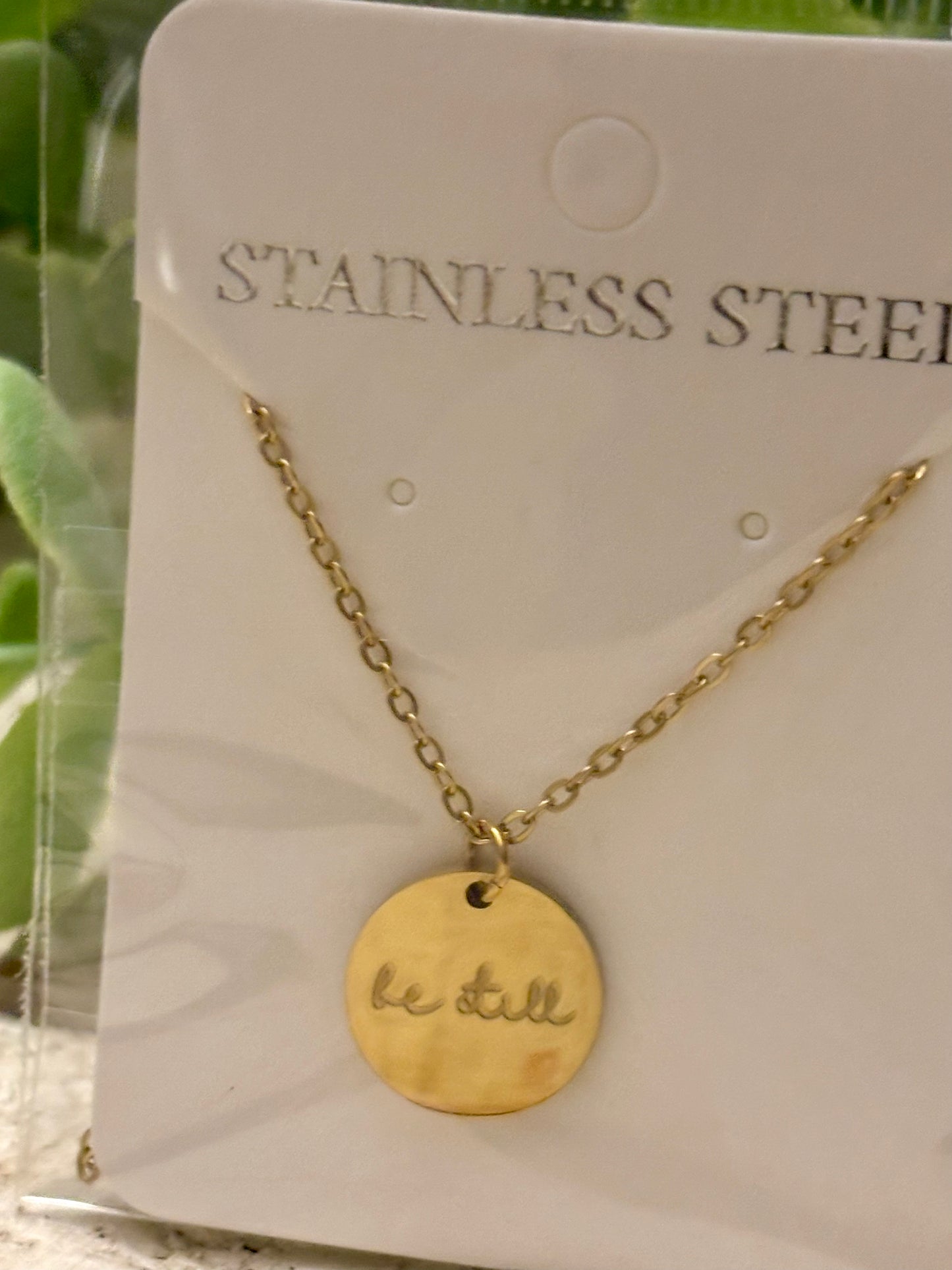 Faith Based Necklaces - Medallion: Be still