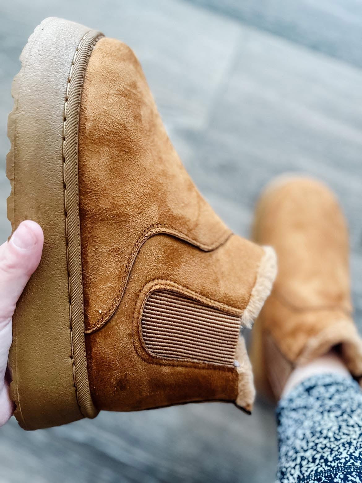 Suede Faux Fur Lined Booties