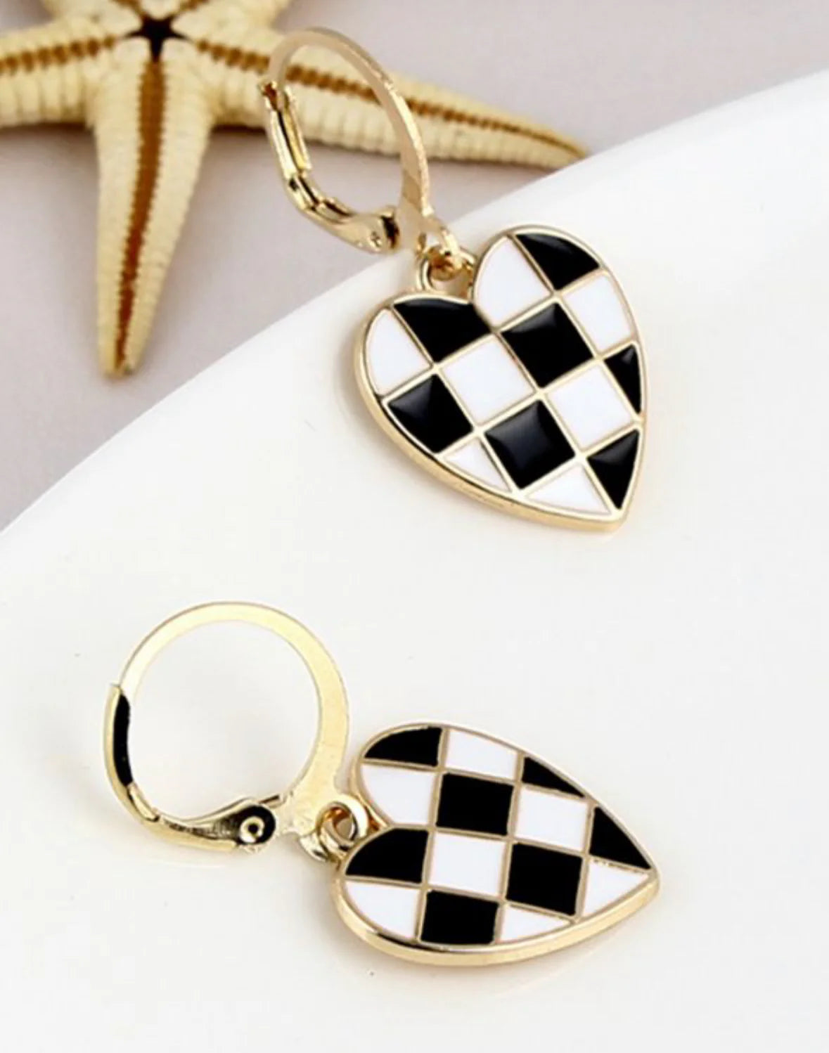 Checkered Heart Earrings