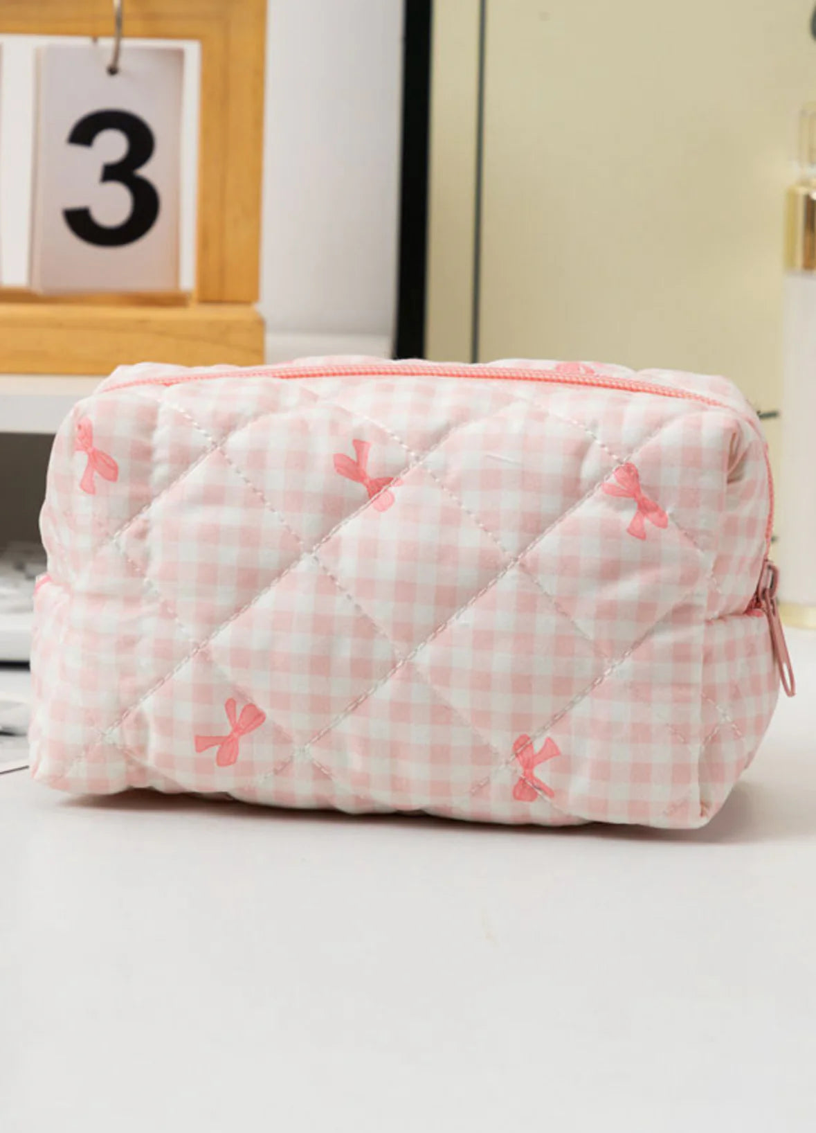 Pink Bow Makeup Bag
