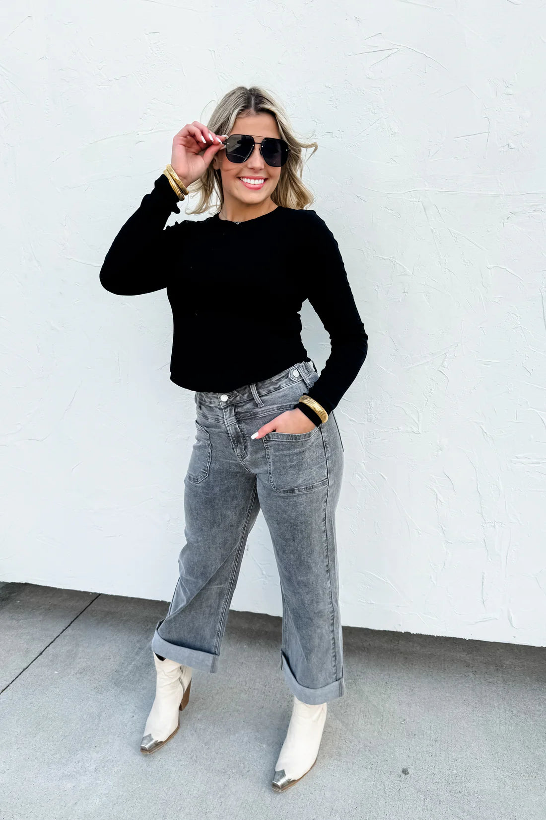 BLAKELEY Grey Clover Front Pocket Jeans