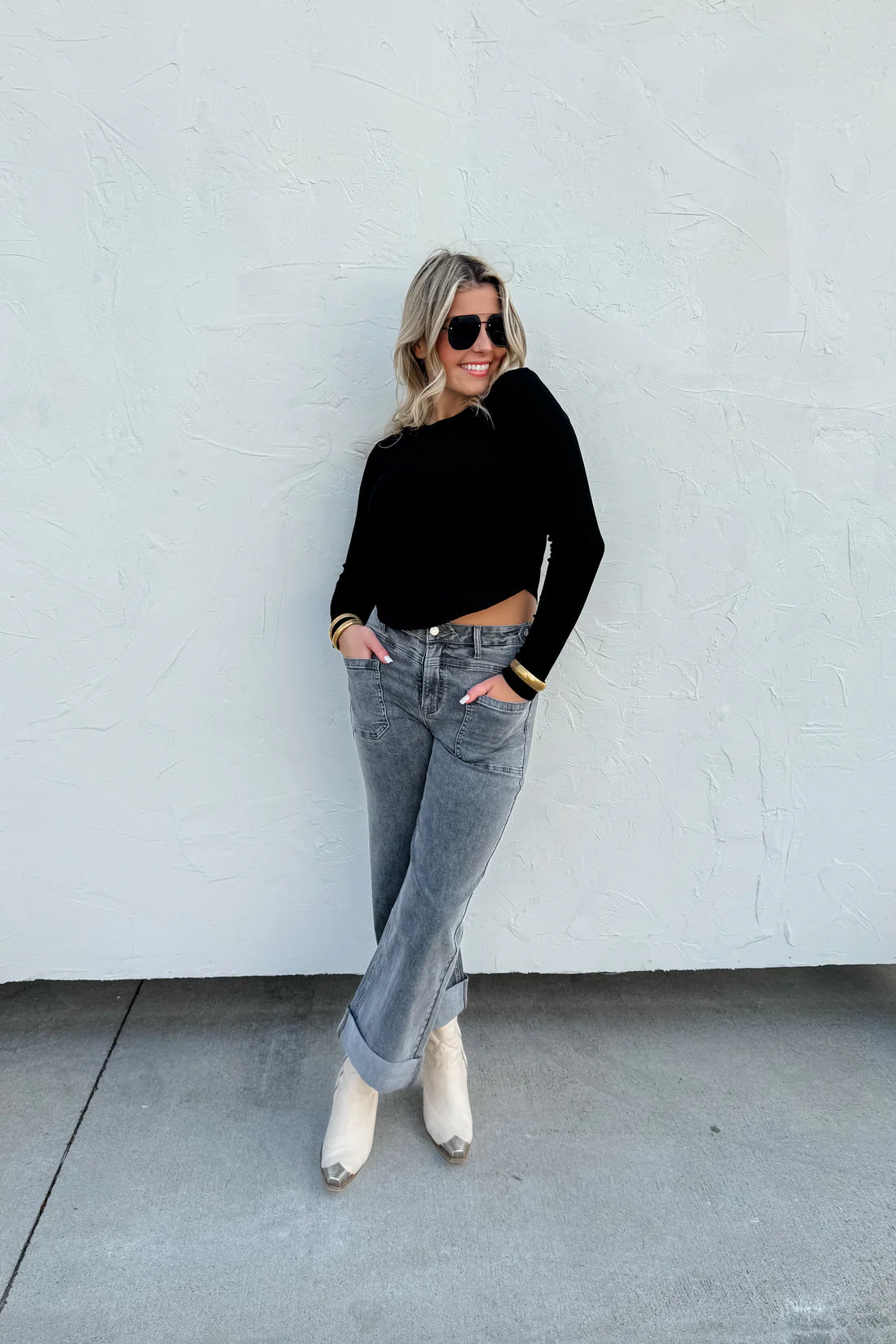 BLAKELEY Grey Clover Front Pocket Jeans