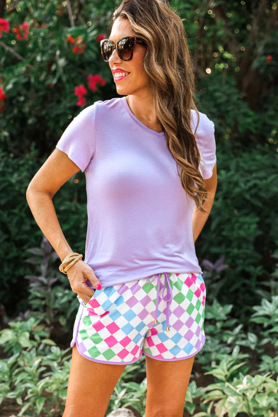 Good Vibes Checkered Everyday Shorts