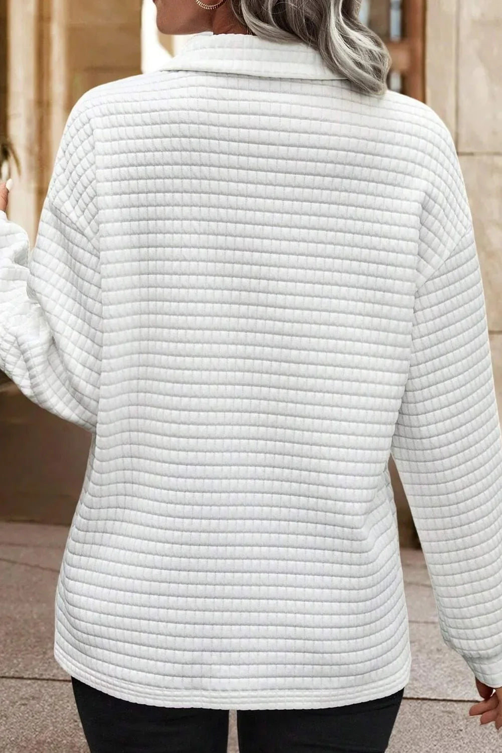 White Quilted Pullover