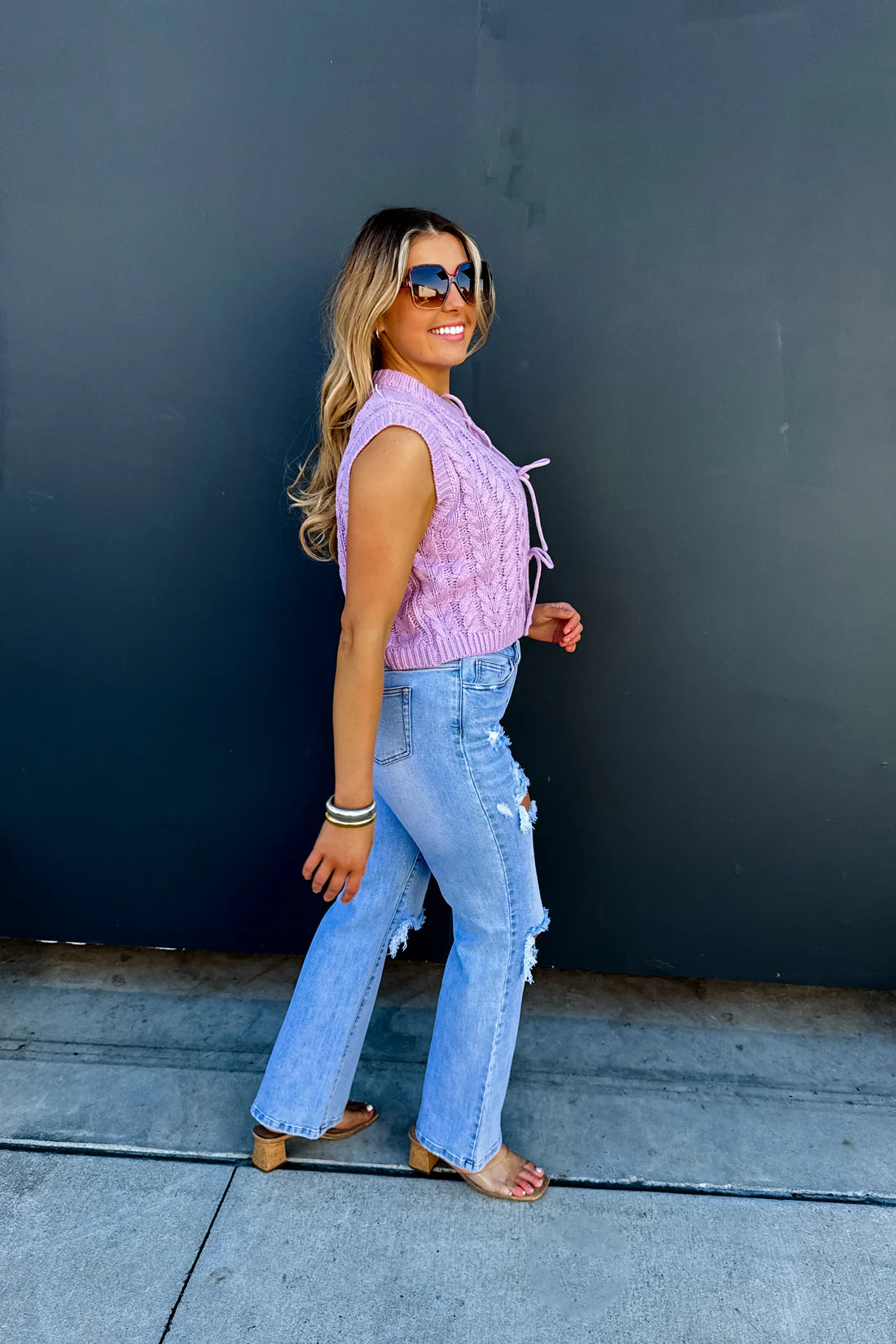 FLORA TIE FRONT SWEATER VEST