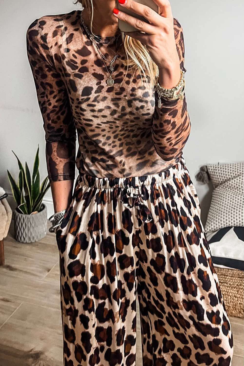 Brown Leopard Slim Top
