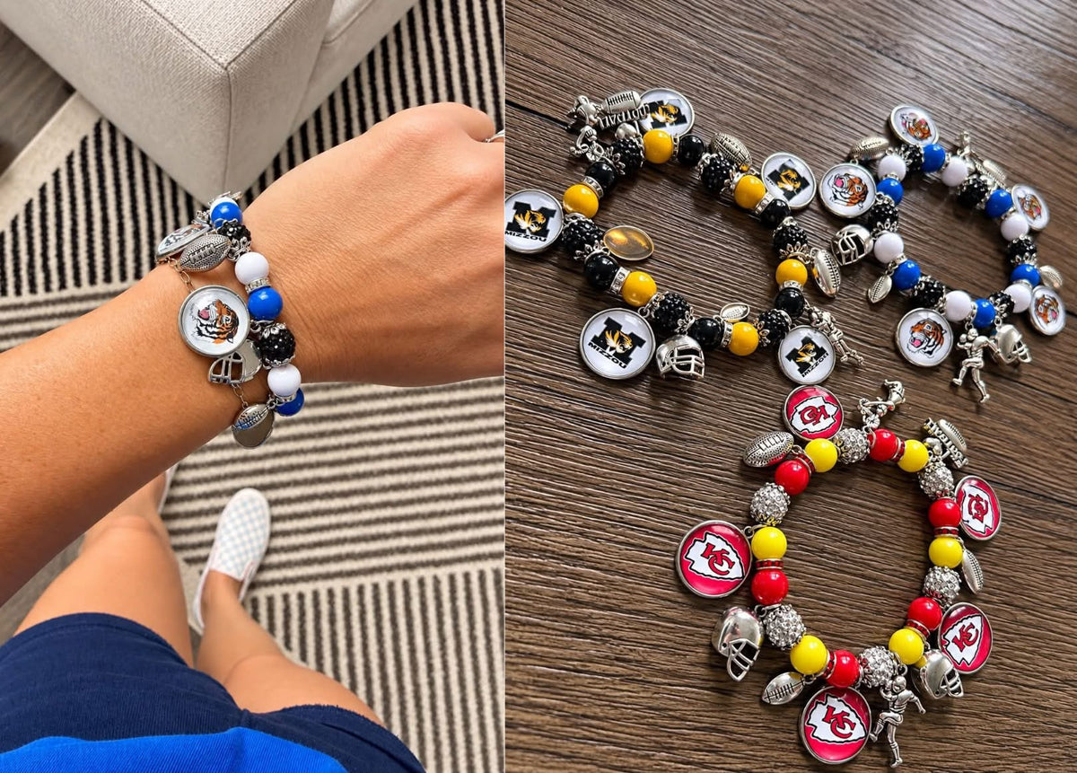 MIzzou Tigers Game Day Football Charm Bracelet