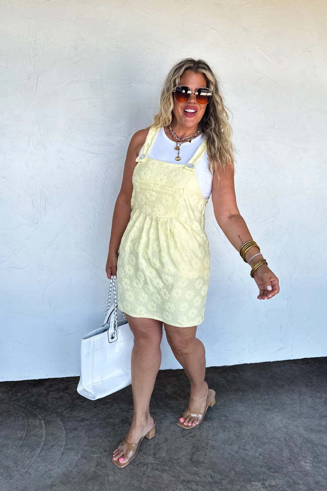 PREORDER- SUNSHINE & DAISIES OVERALL DRESS