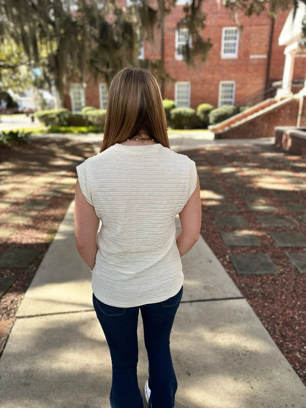 Beige Texture Batwing Top