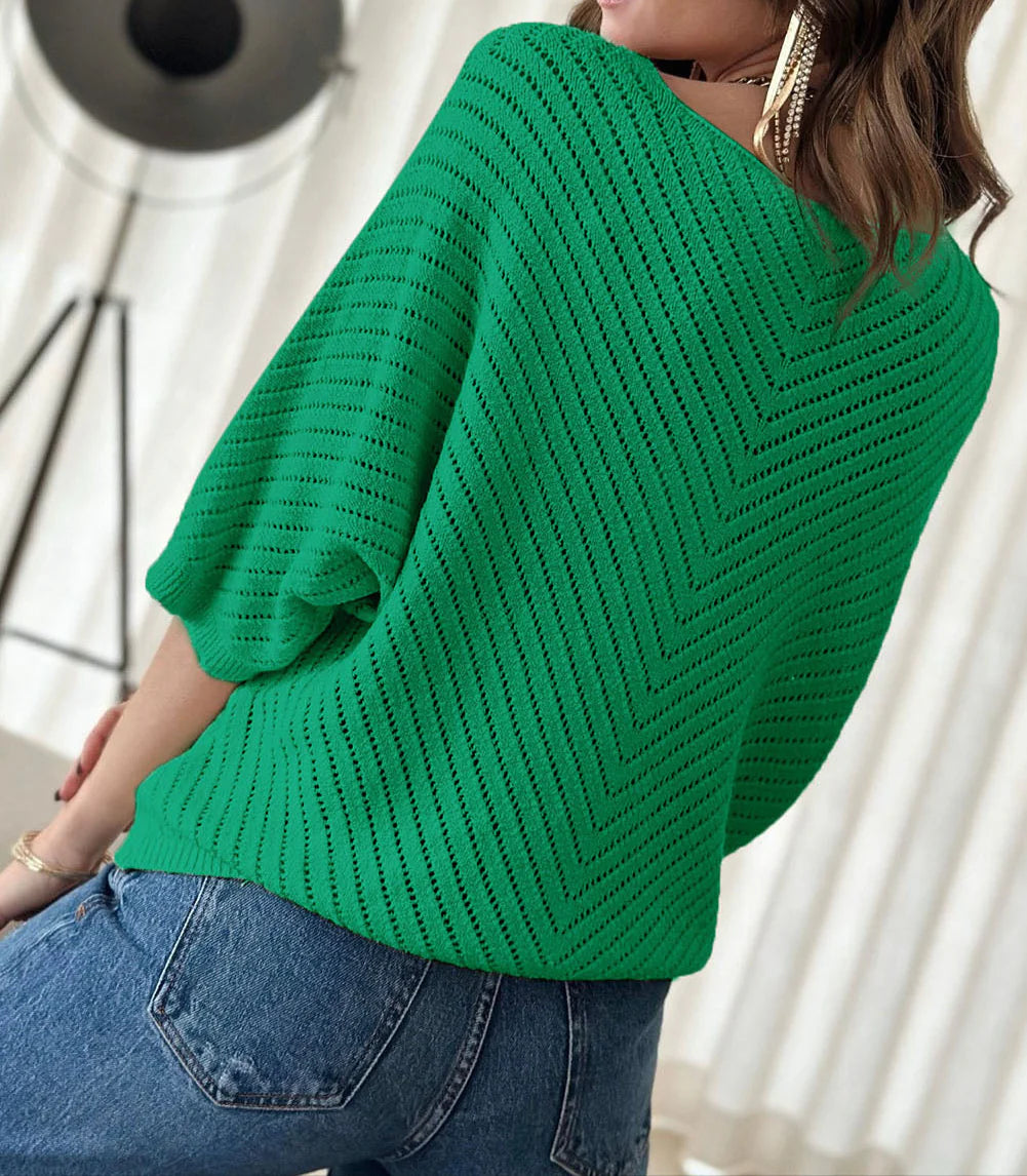 PRE-ORDER Green V Neck Sweater Top