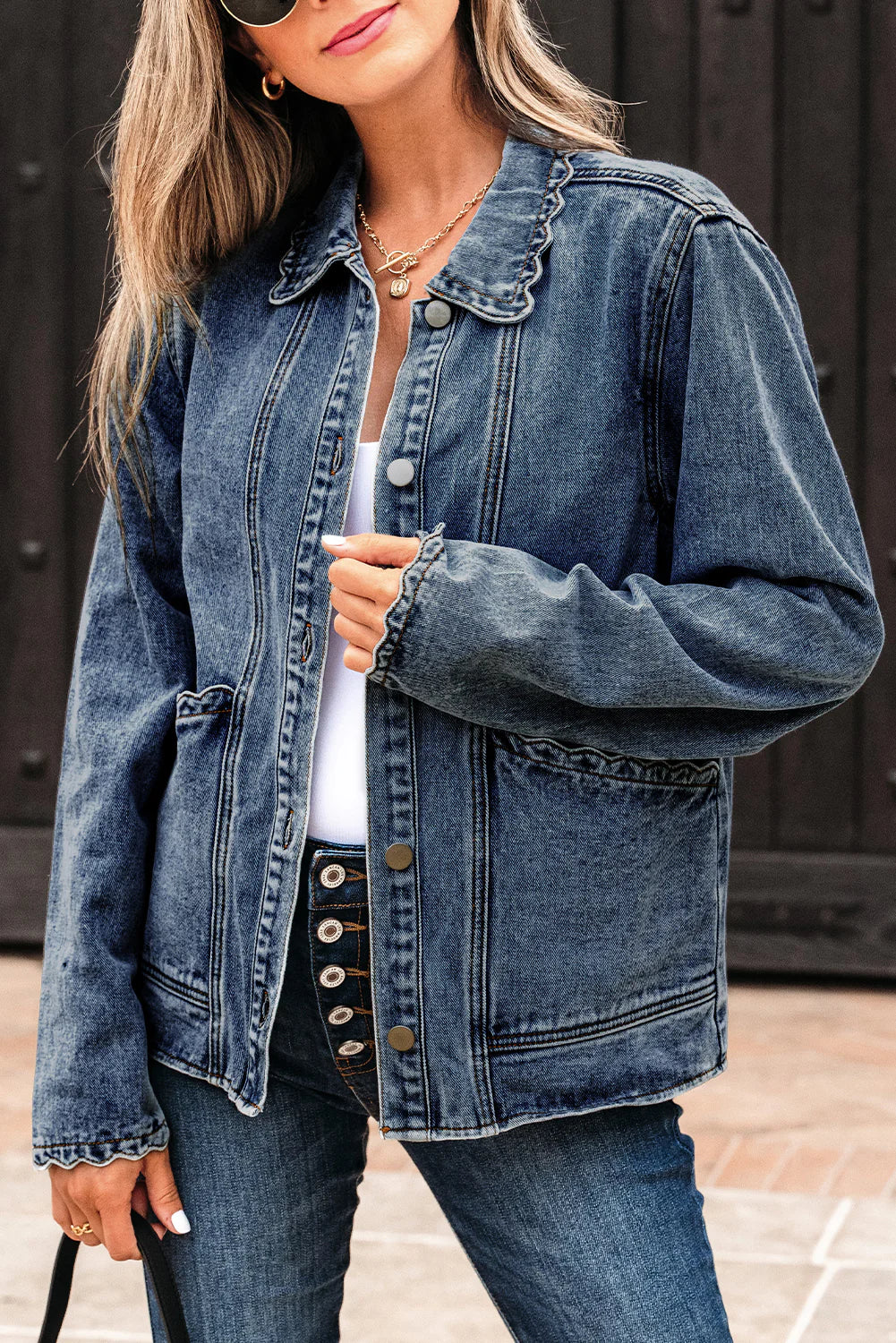 Scallop Pocket Denim Jacket