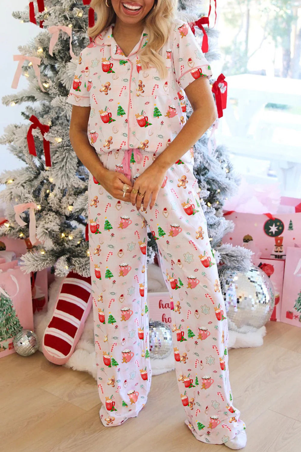 PRE-ORDER Pink Christmas Spirit Pajama Set