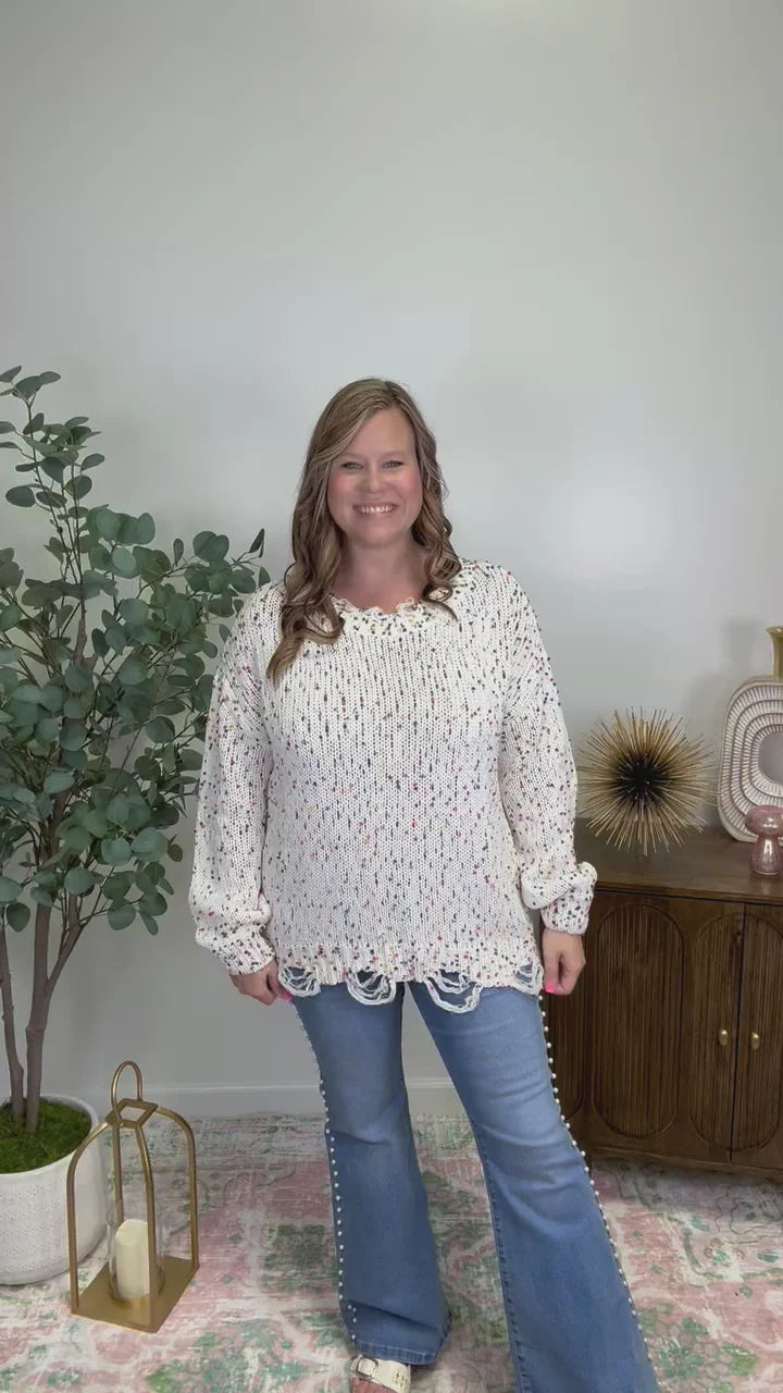 White Confetti Sweater