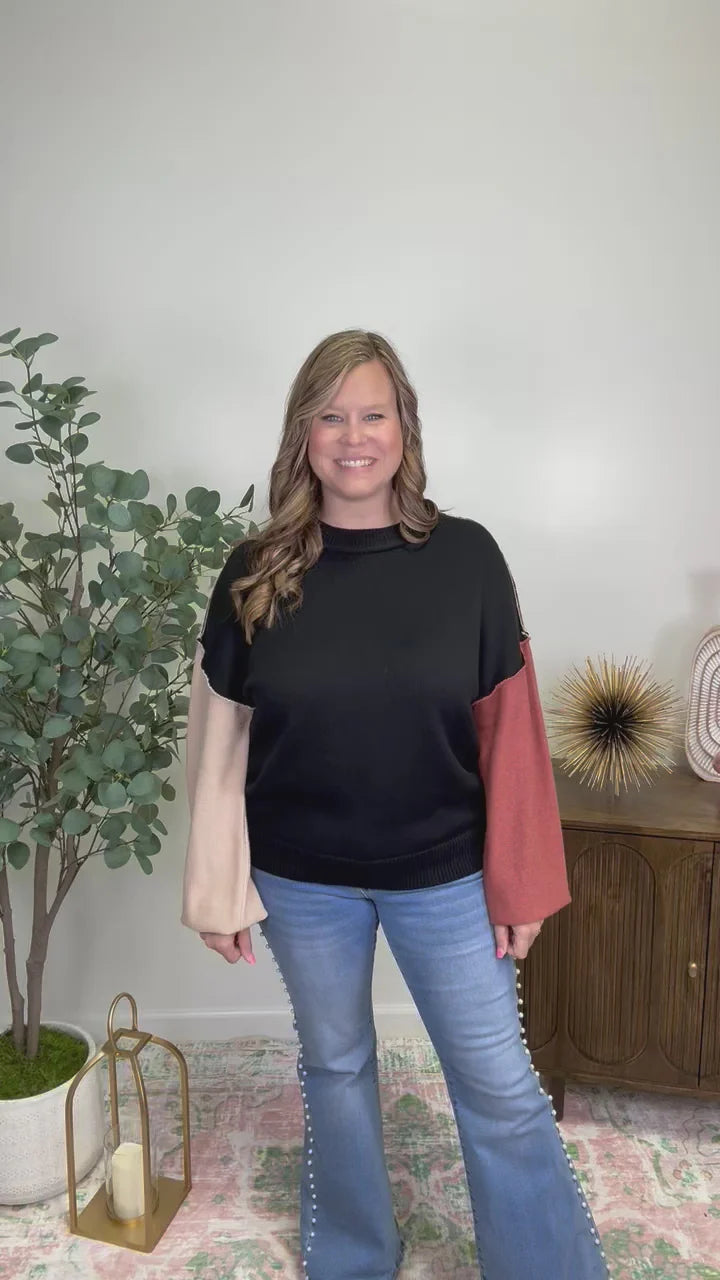 Black Colorblock Sweater