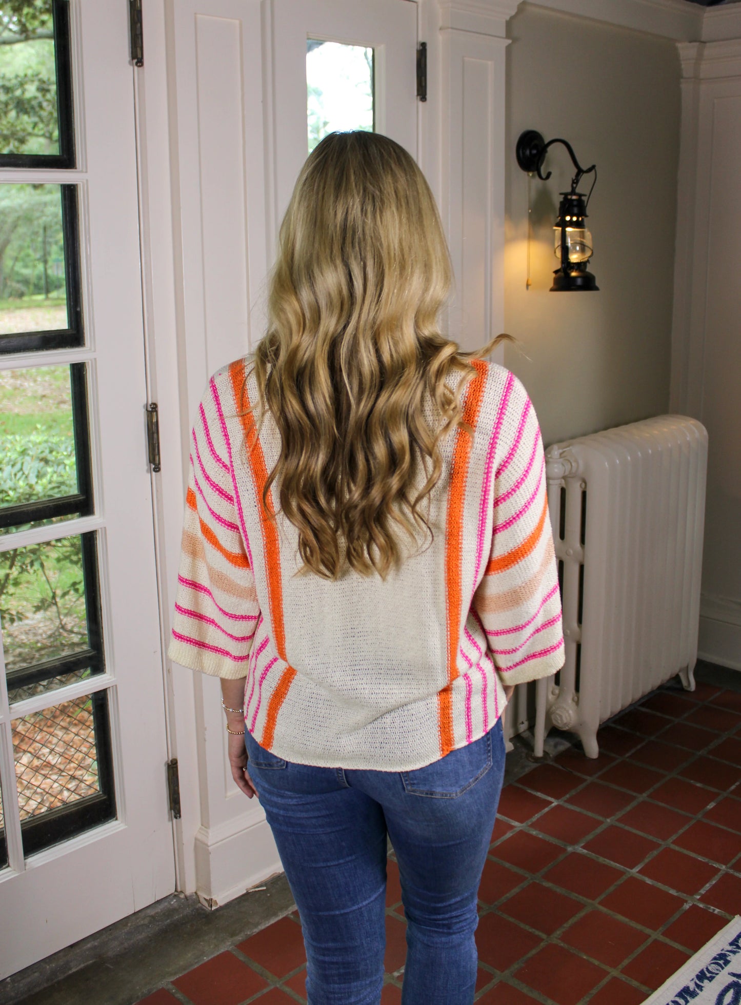 Wide Sleeve Striped Sweater