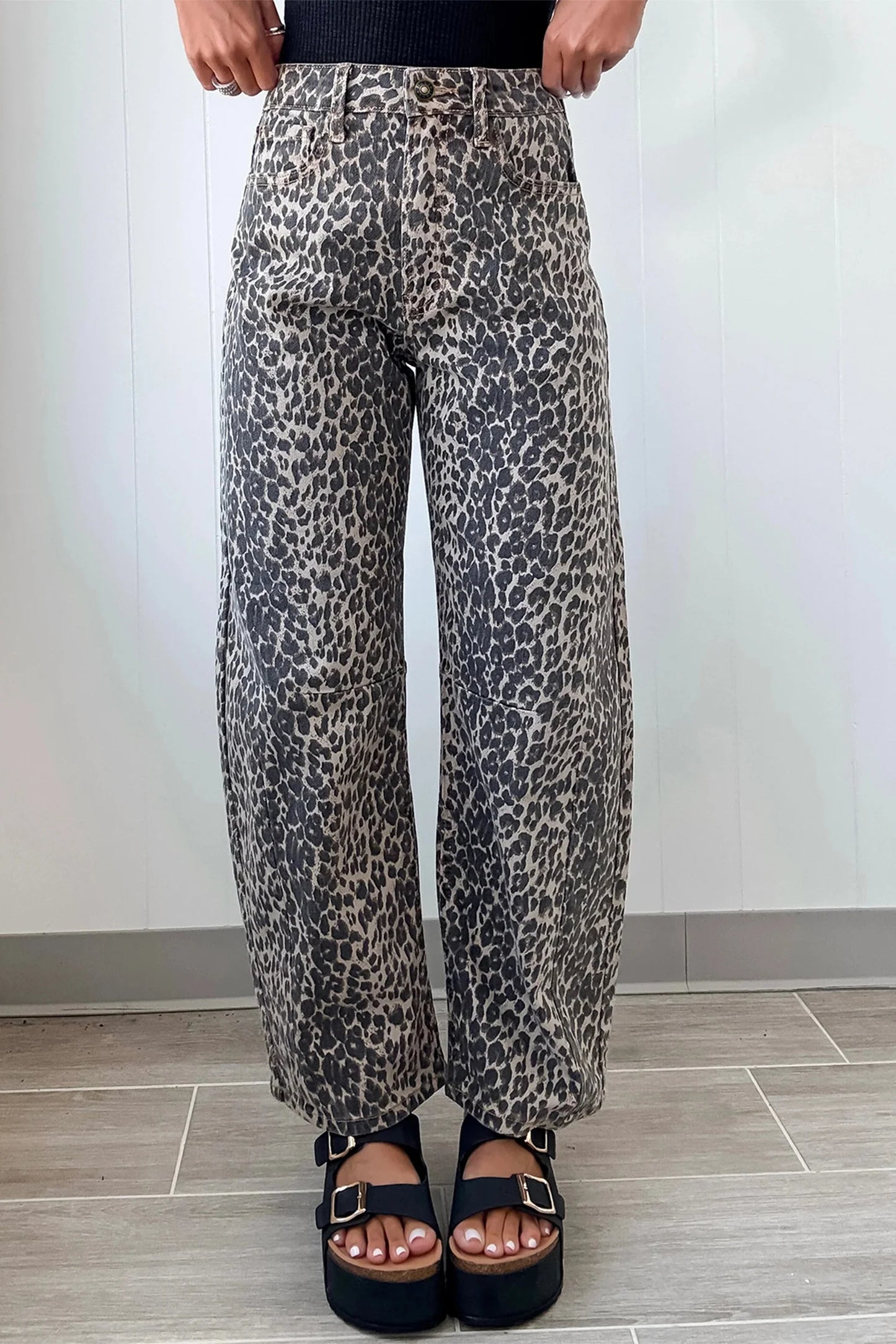 PRE-ORDER Leopard Barrel Jeans