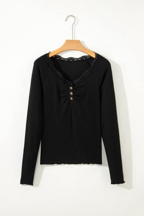 PRE-ORDER Lace Ribbed Top