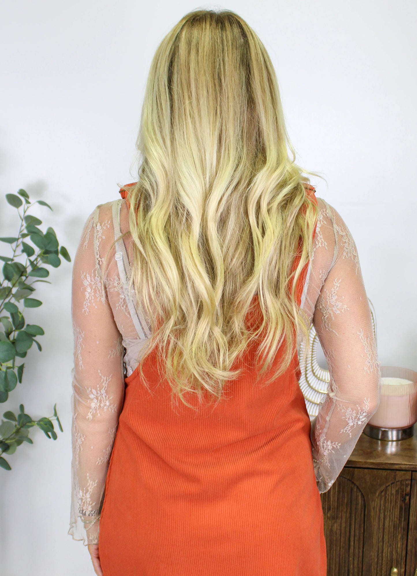 Orange Corduroy Overall Dress