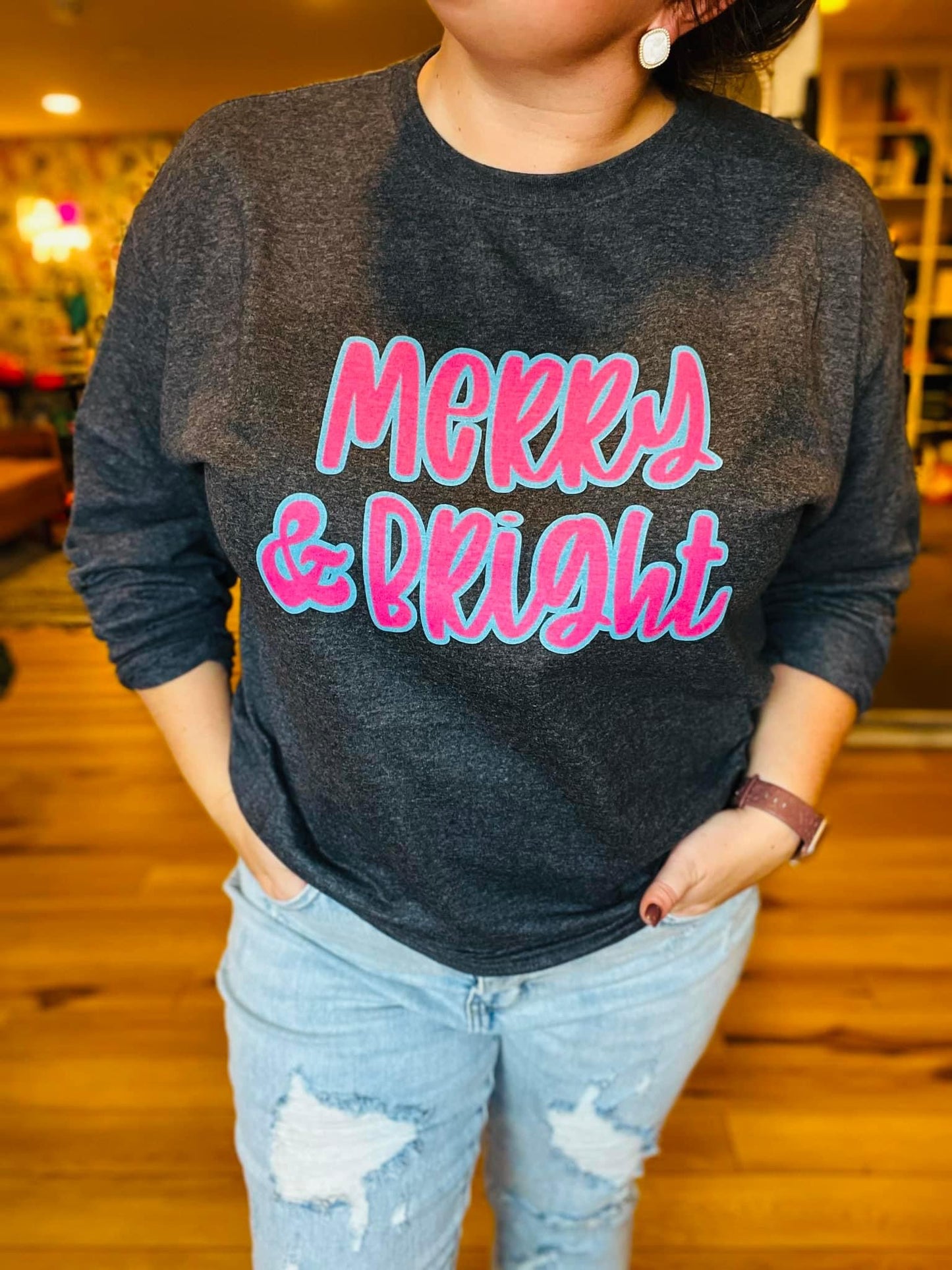 PREPPY MERRY AND BRIGHT LONG SLEEVED TEE