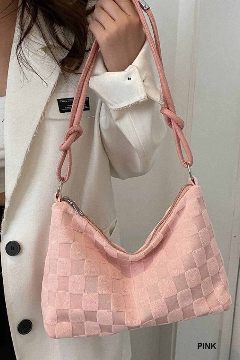 Pink Checkered Monogram Shoulder Bag
