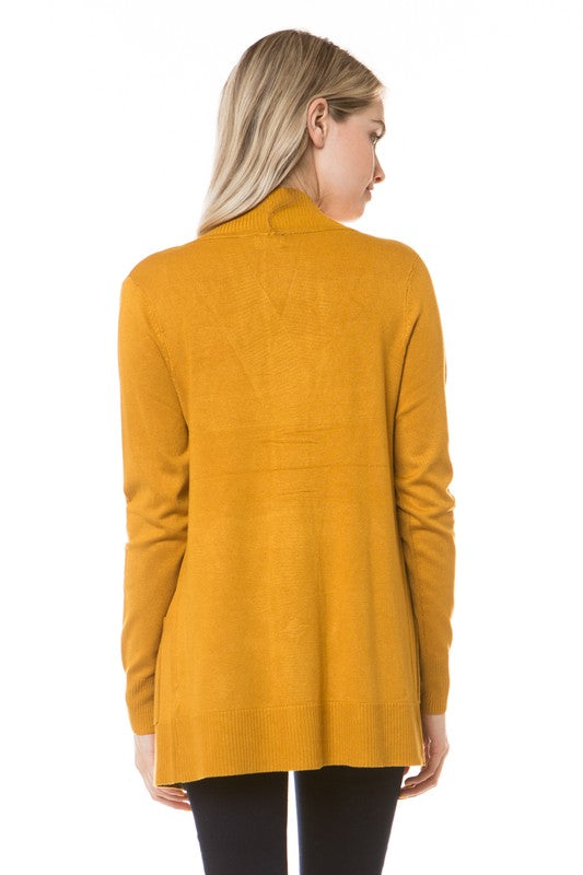 Mustard Long Sleeve Open Front Sweater Cardigan
