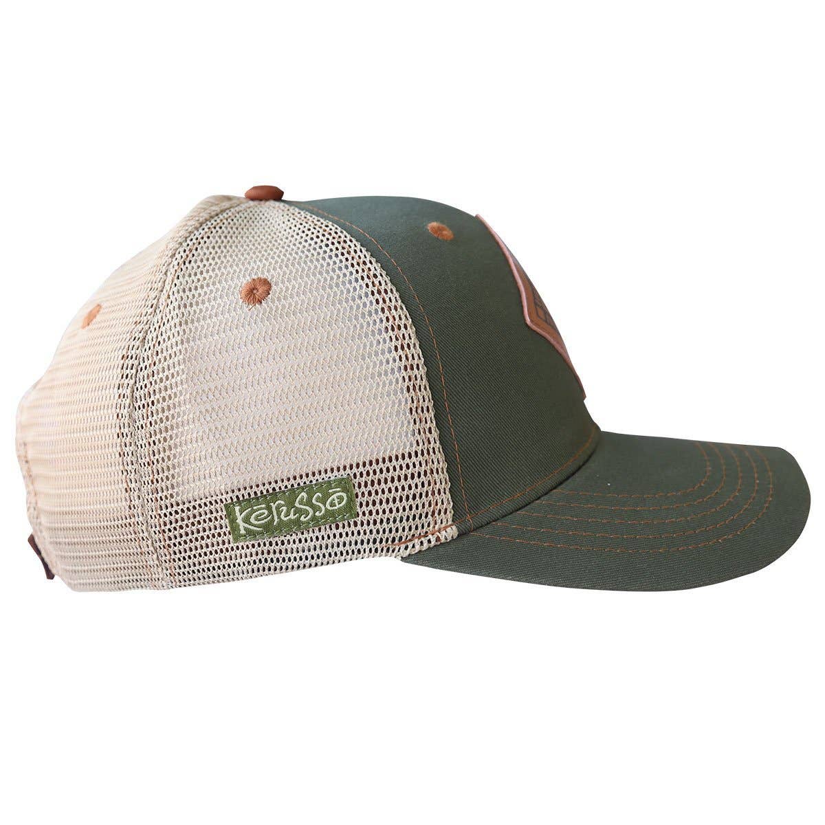 Kerusso Mens Cap John 3:16 Leather: One Size Fits Most / Military Green/Tan