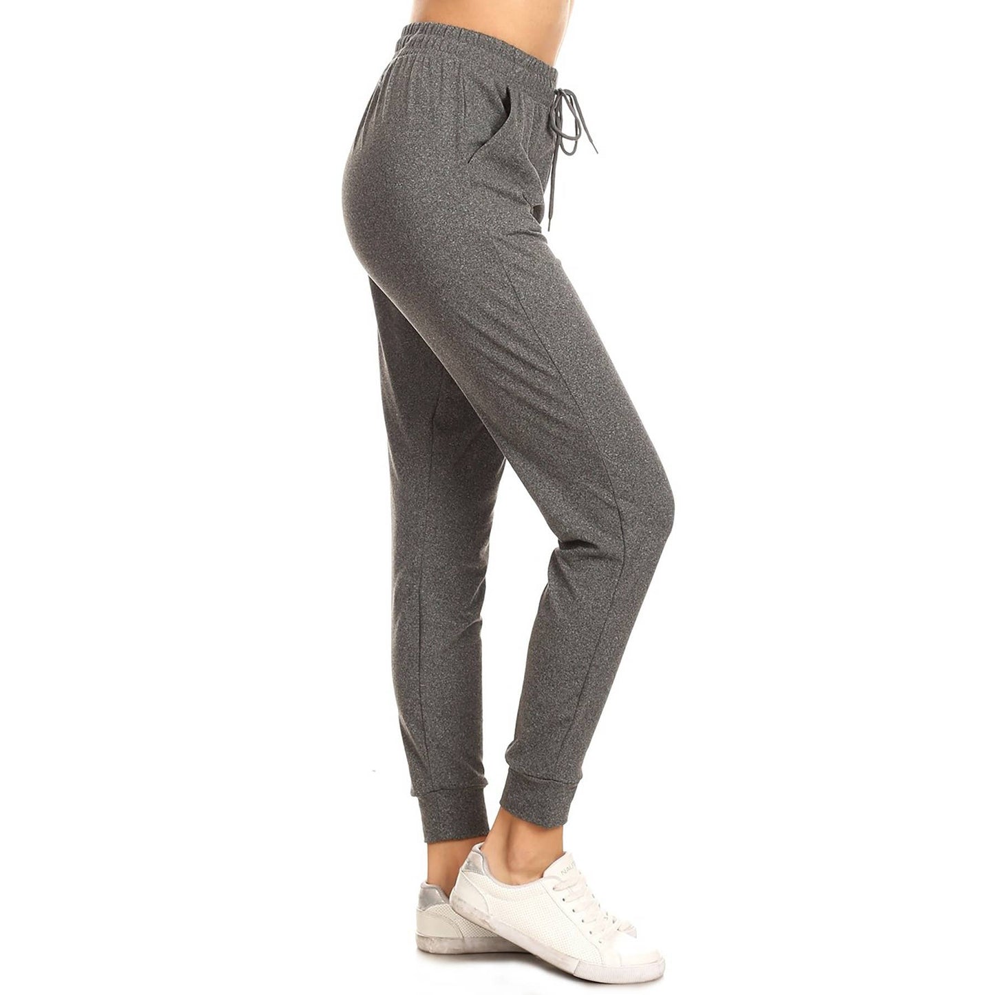 Buttery Soft Joggers w/Drawstring: Heather Charcoal
