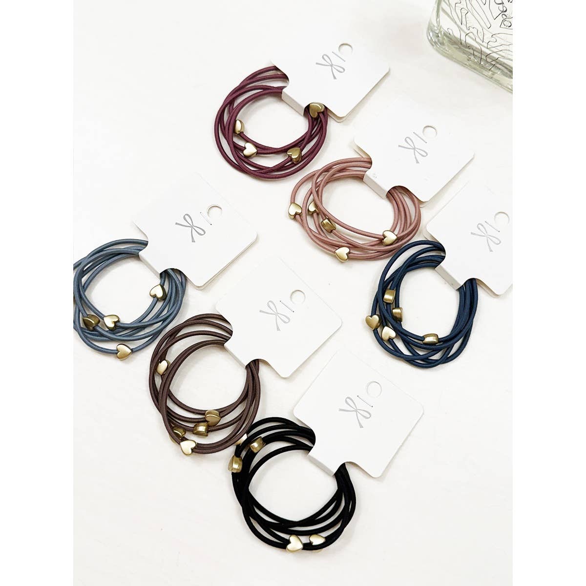 Heart Beaded Basic Hair Tie Set