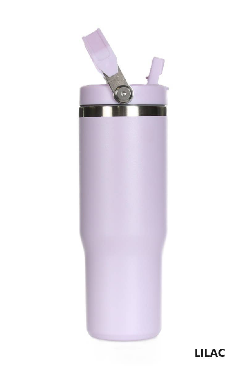 Stainless Steel Flip Straw Tumbler 30 Oz: LILAC